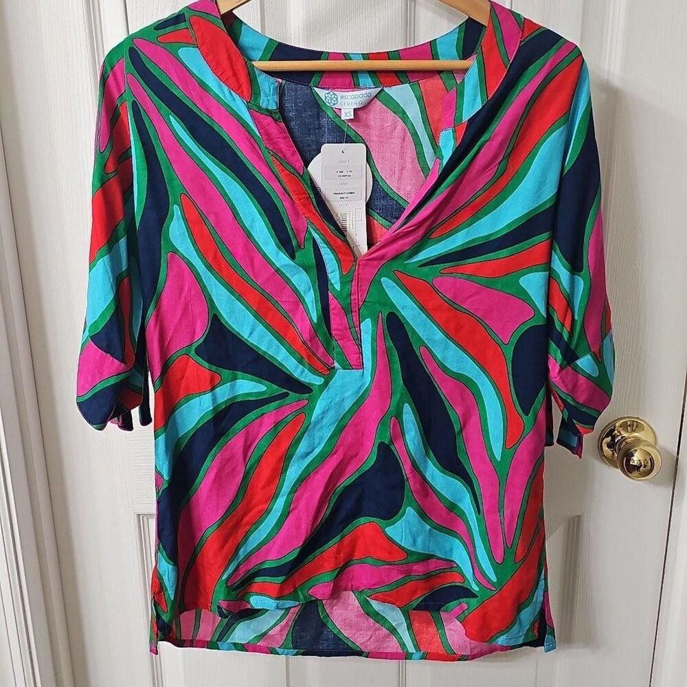 Escapada Living Stark Top Pink Navy Sumba Abstract Print Size XS